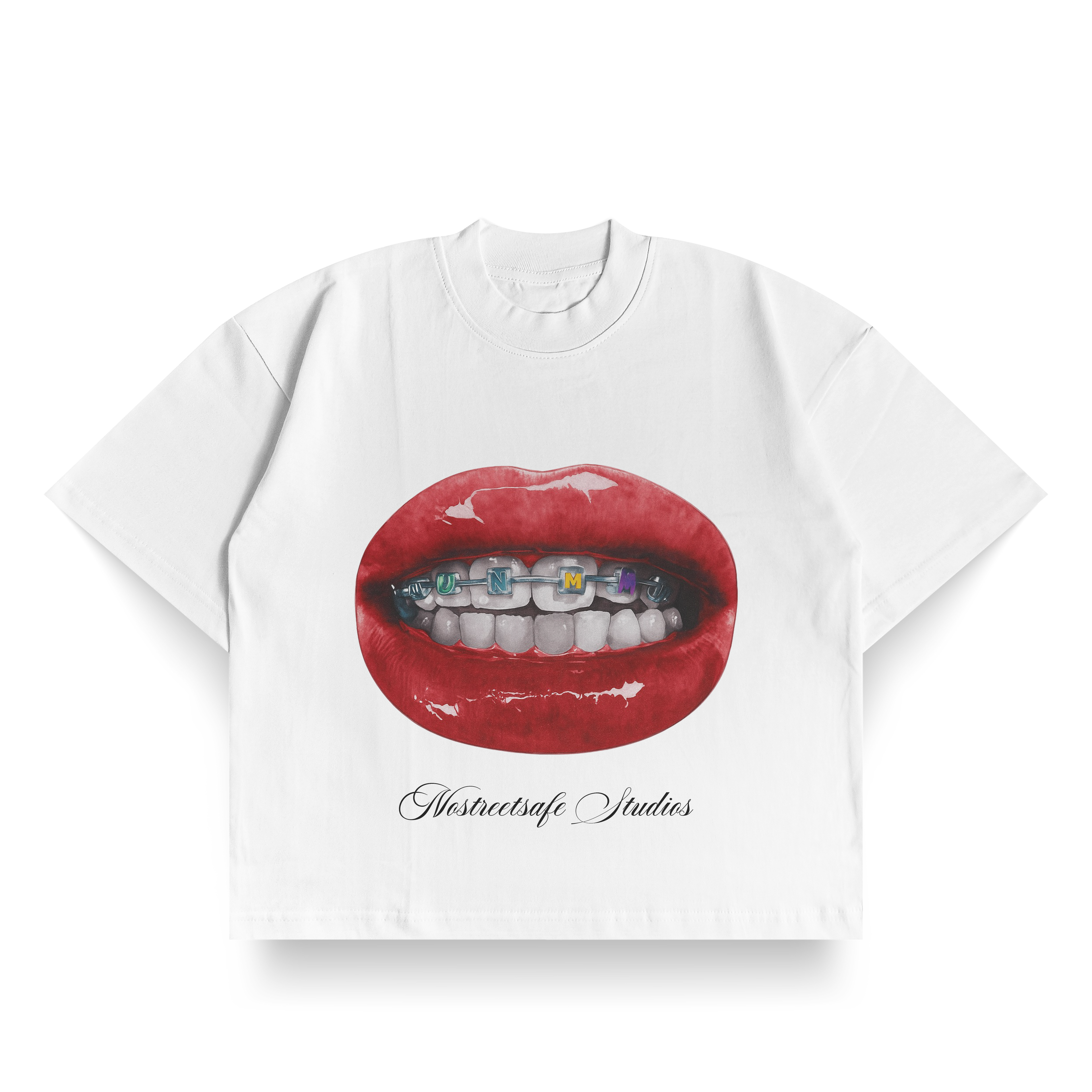 WHITE MOUTH GRAPHIC CROPPED T-SHIRT - NOSTREETSAFFE